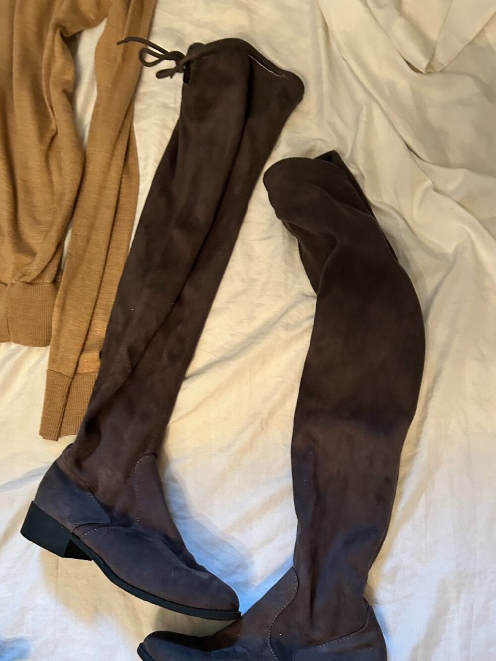 size 7 high  gray boots shoes womens winter fall seven knee high sexy